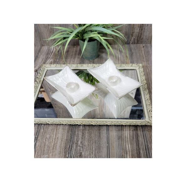 Vintage MCM Candle Holders 559, Rectangle Ceramic Pair - Picture 1 of 6